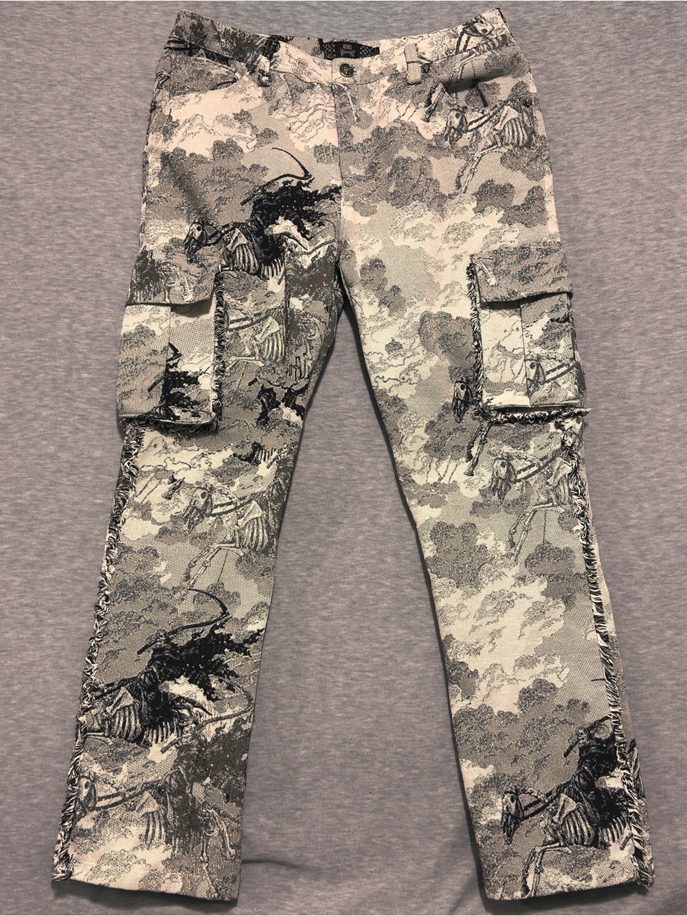 Rebel Vengeance Tapestry Pants Skeleton Horseman Men’s Size 36x32 Cargo Skull